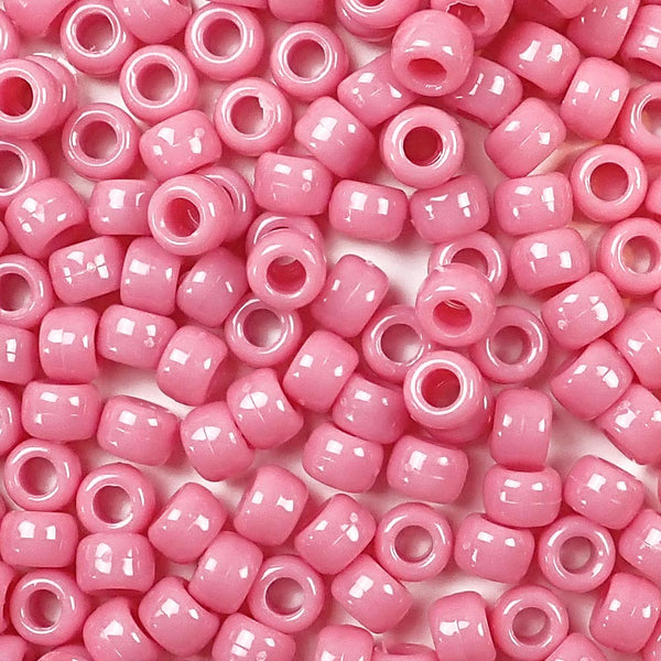 Essentials By Leisure Arts Pony Bead 6Mm X 9Mm Glitter Pink Opaque Plastic Pony Beads Bulk 750 Pieces For Arts, Crafts, Bracelet, Necklace, Jewelry...