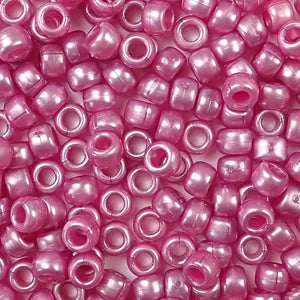 mauve pink pearl 6 x 9mm plastic pony beads in bulk