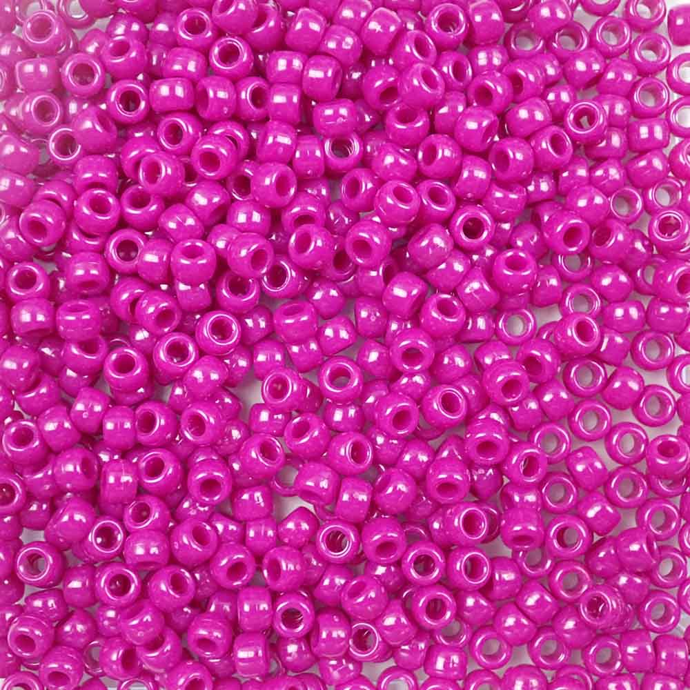 Pony Beads Dark Berry Pink Opaque Large Hole Beads Made in USA