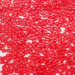 6 x 9mm plastic pony beads in ruby red glitter