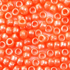 orange pearl 6 x 9mm plastic pony beads in bulk