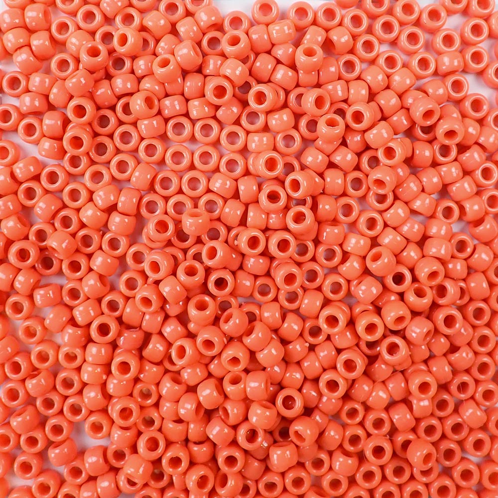 coral 6 x 9mm plastic pony beads in bulk
