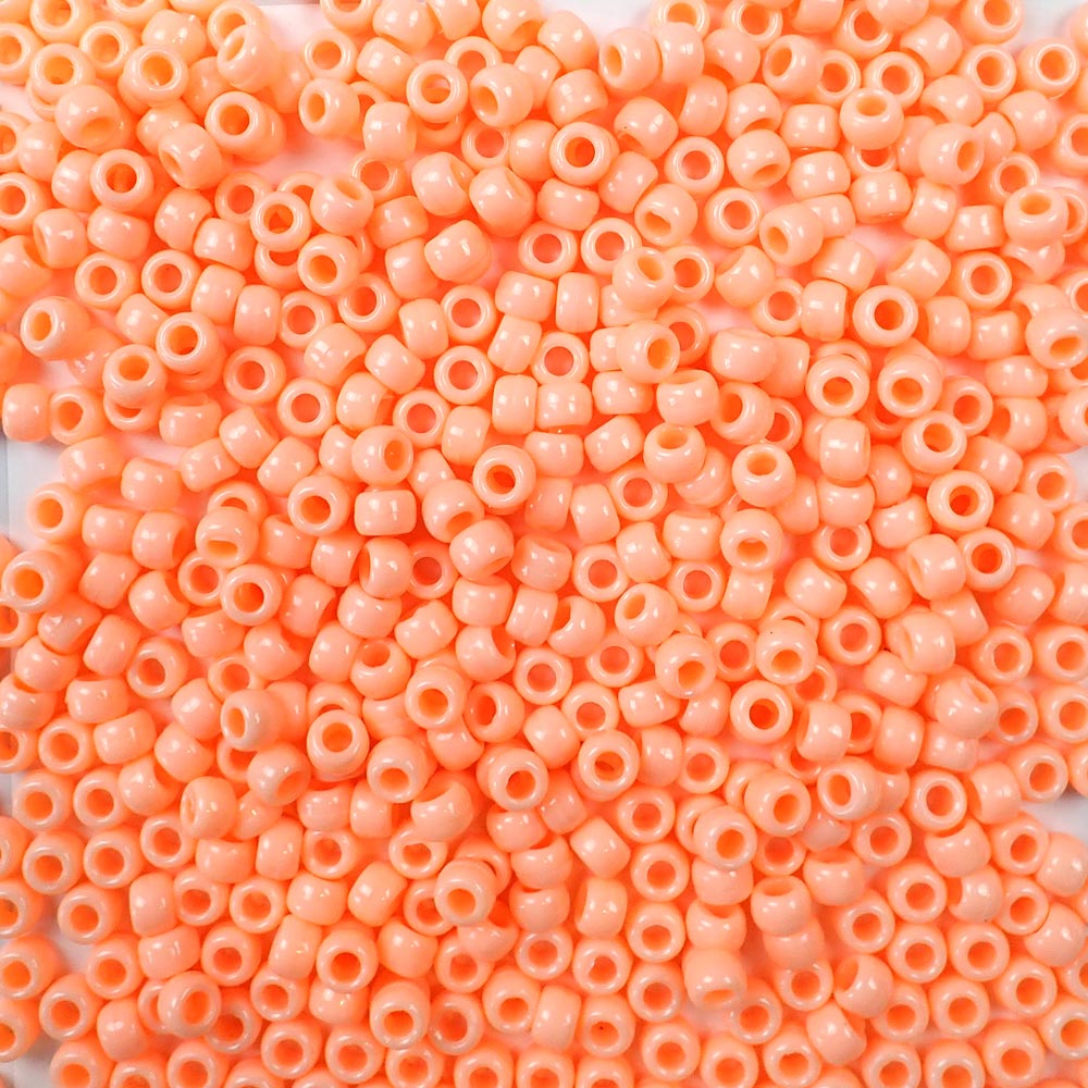 peach opaque 6 x 9mm plastic pony beads in bulk