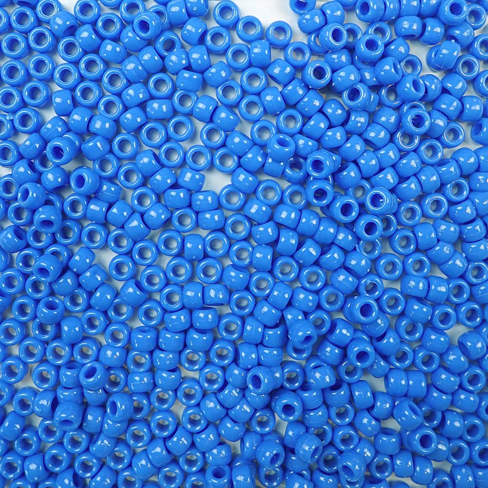 Periwinkle Blue Opaque Plastic Pony Beads 6 x 9mm, 150 beads