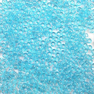 6 x 9mm plastic pony beads in transparent light turquoise