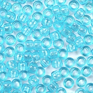 transparent light turquoise 6 x 9mm plastic pony beads in bulk