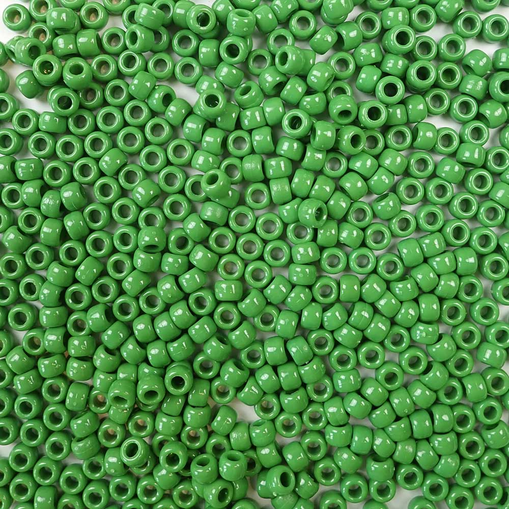 Green Plastic Craft Pony Beads 6x9mm Bulk Pack - Pony Bead Store