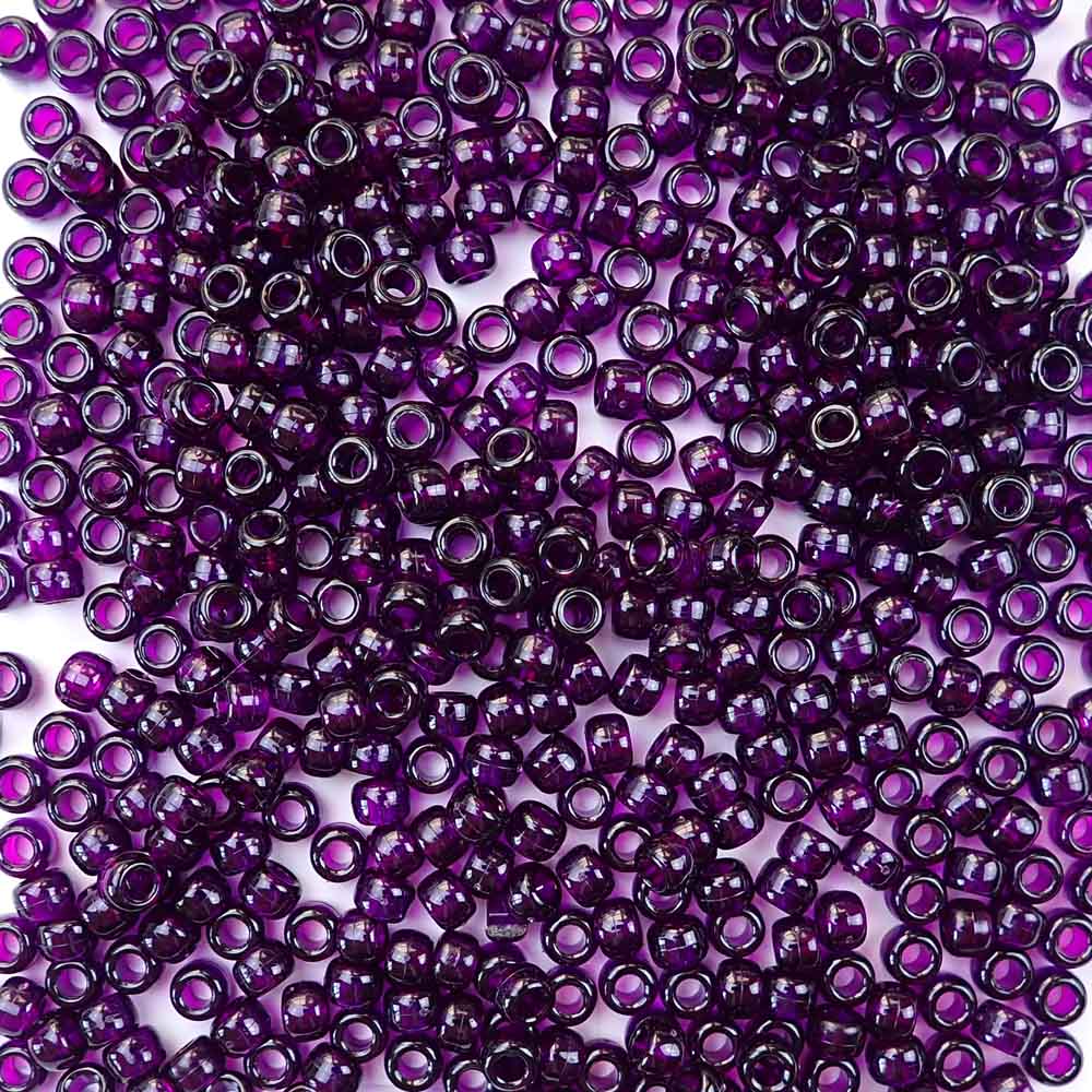 transparent dark amethyst 6 x 9mm plastic pony beads in bulk