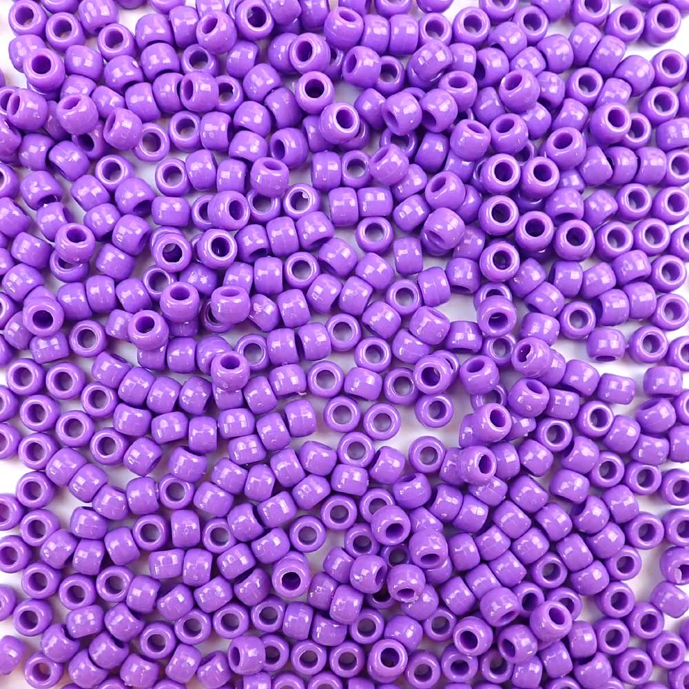 6 x 9mm Plastic Pony Beads in Lilac Opaque