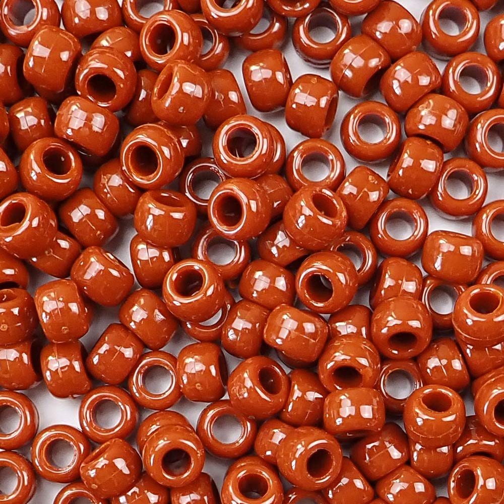 Rust Plastic Craft Pony Beads 6x9mm Bulk Pack - Pony Bead Store