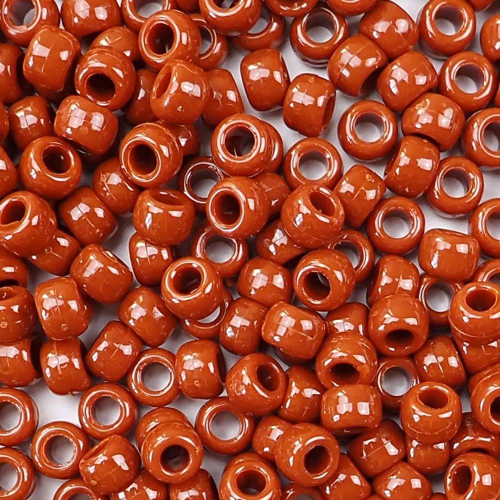 Rust 6 x 9mm plastic pony beads in bulk
