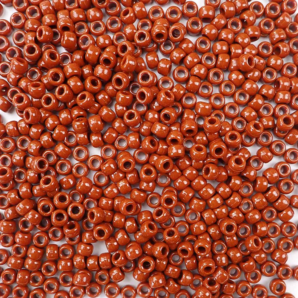 Rust 6 x 9mm plastic pony beads in bulk