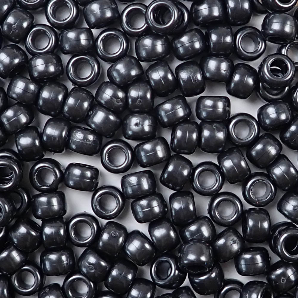 Black Pearl Plastic Pony Beads 6 x 9mm, 500 beads