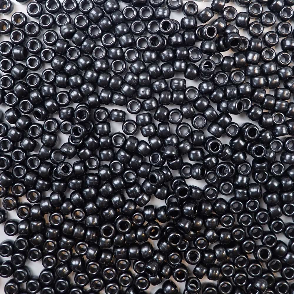black pearl 6 x 9mm plastic pony beads in bulk