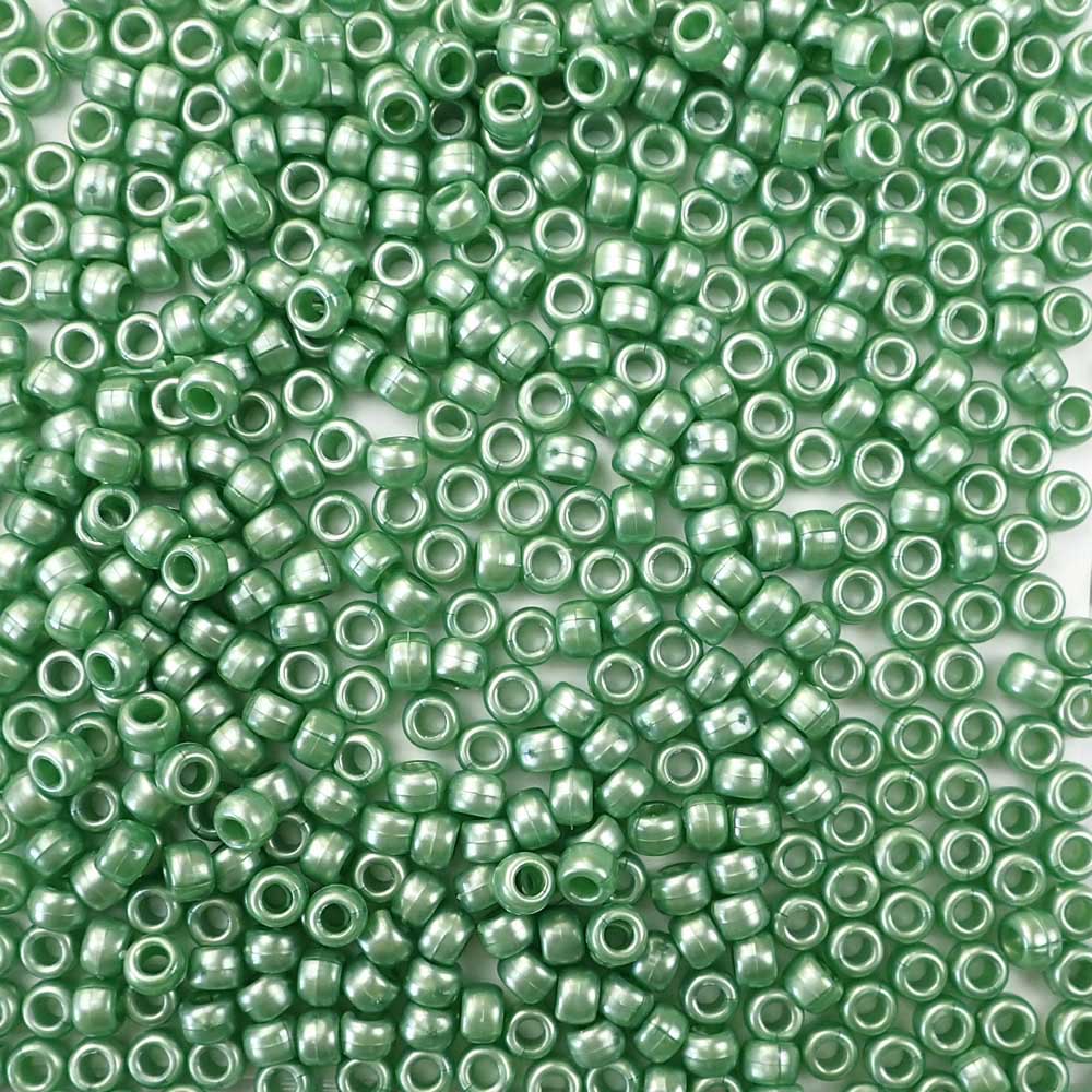 fern green pearl 6 x 9mm plastic pony beads in bulk