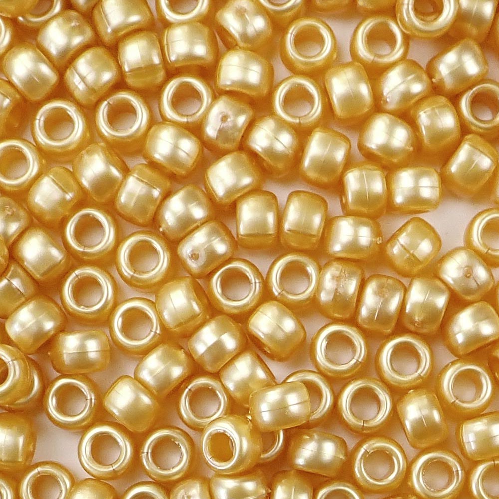 Satin Matte Gold Pearl Plastic Craft Pony Beads 6x9mm Bulk Pack