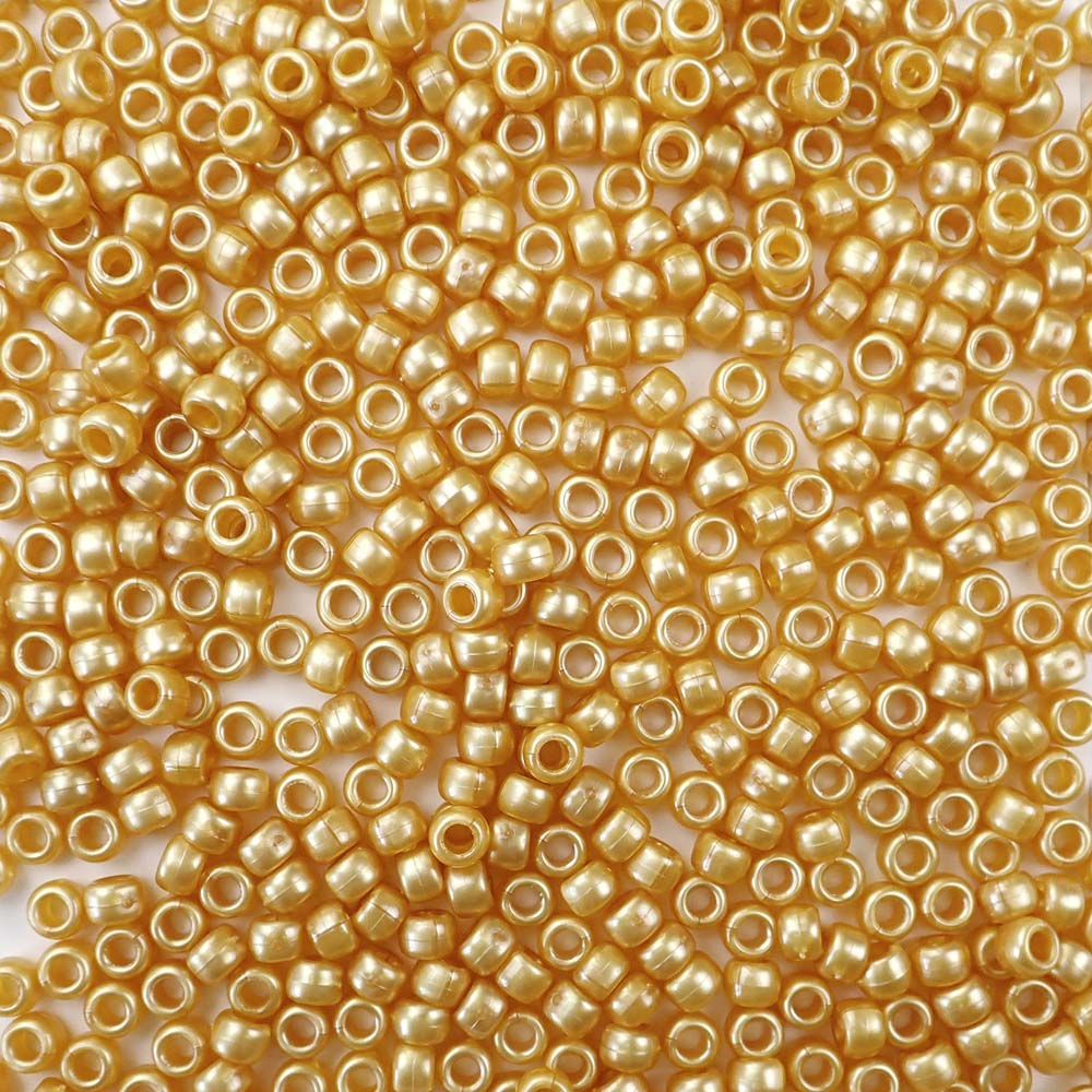 Gold Pearl Plastic Mini Pony Beads 4 x 7mm, 1000 beads