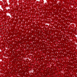 6 x 9mm plastic pony beads in dark ruby transparent