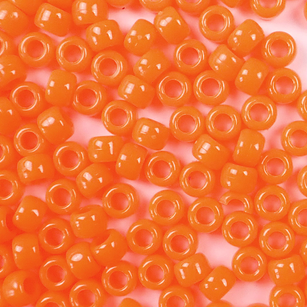 Neon Orange Plastic Craft Pony Beads 6x9mm Bulk Pack Pony Bead Store