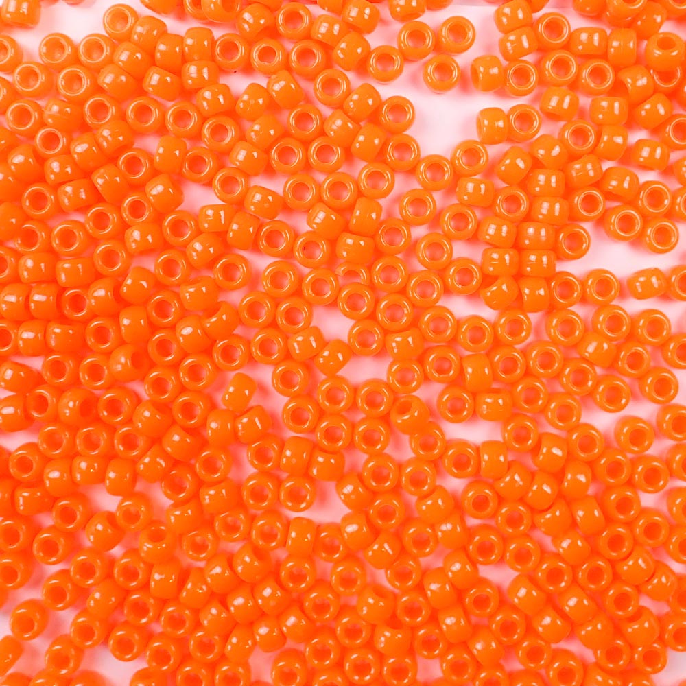 neon orange 6 x 9mm plastic pony beads in bulk