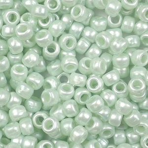 sea green pearl 6 x 9mm plastic pony beads in bulk