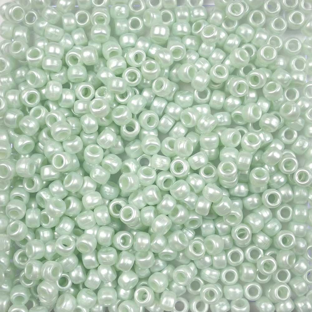 sea green pearl 6 x 9mm plastic pony beads in bulk