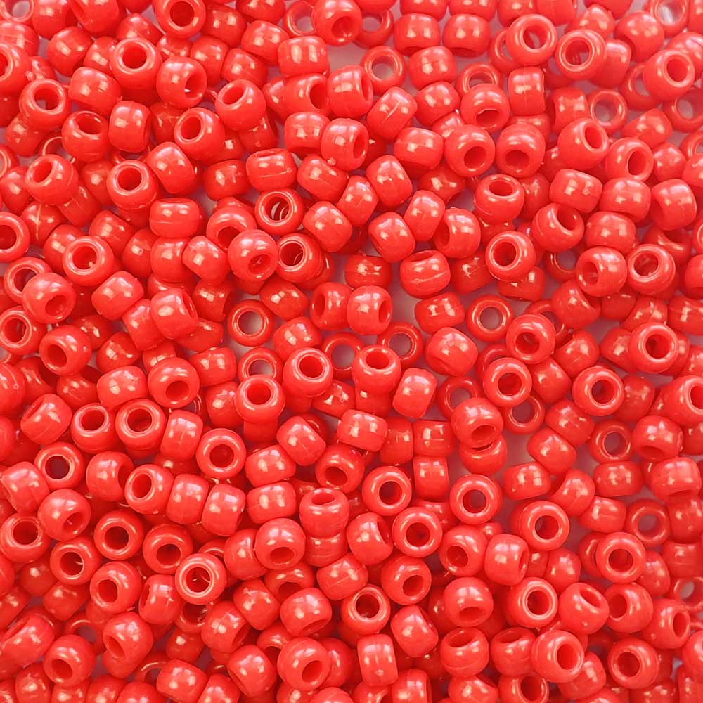 neon red 6 x 9mm plastic pony beads