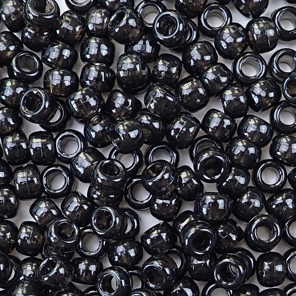 transparent jet black 6 x 9mm plastic pony beads in bulk