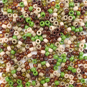 6 x 9mm Plastic Pony Beads in camouflage colors