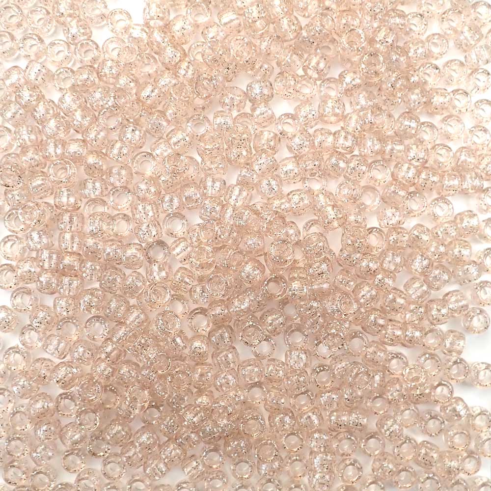 6 x 9mm plastic pony beads in champagne glitter