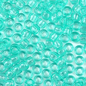 transparent green aqua 6 x 9mm plastic pony beads in bulk