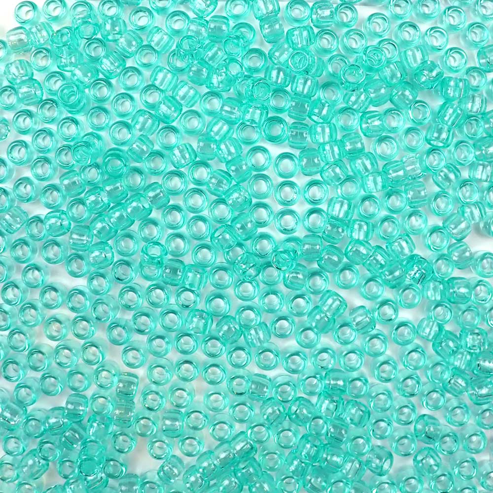 Light Aqua Transparent Plastic Mini Pony Beads 4 x 7mm, 1000 beads