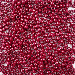 6 x 9mm plastic pony beads in dark cranberry pearl