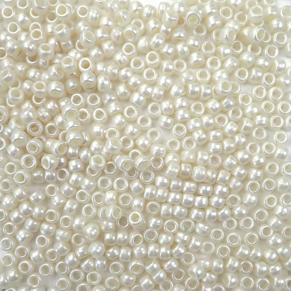 Bridal White Pearl Plastic Mini Pony Beads 4 x 7mm, 1000 beads