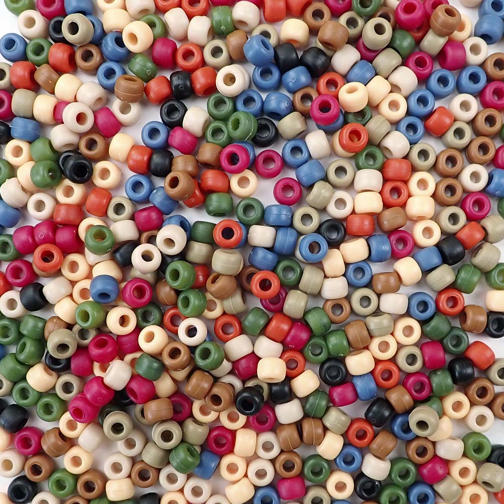 Americana colors of 6 x 9mm Plastic Pony Beads