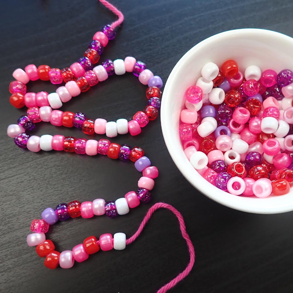 Valentine's Mix Plastic Craft Pony Beads 6 x 9mm Bulk, USA Made - Bead Bee