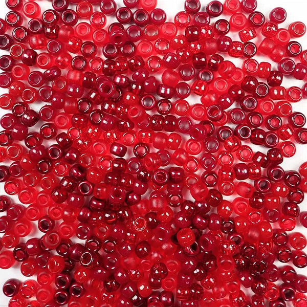 Translucent Clear Red Plastic Craft Pony Beads 6 x 9 mm Red Bag of 720 pc  SEALED