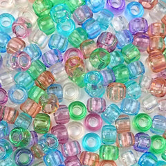 Pony Beads Crystal Clear Transparent Large Hole Plastic 6 x 9 mm 750 ct New  Pk