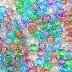 Transparent pastel colors of 6 x 9mm Plastic Pony Beads