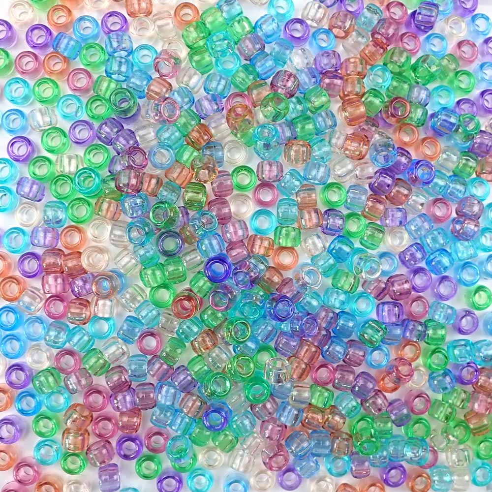 Fun Pack Acrylic Pony Beads 700/Pkg-Transparent Rainbow