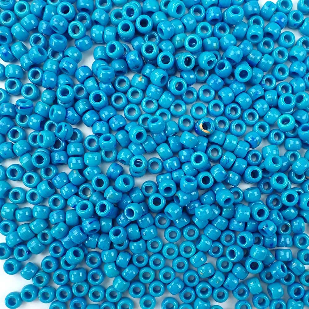 6 x 9mm plastic pony beads in western turquoise