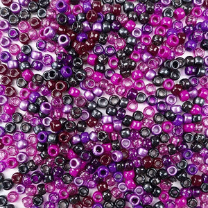 6 x 9mm plastic pony beads in blackberry inspired colors