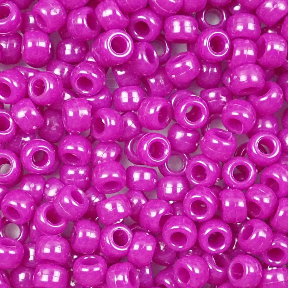 Boysenberry Plastic Pony Beads 6 x 9mm, 150 beads