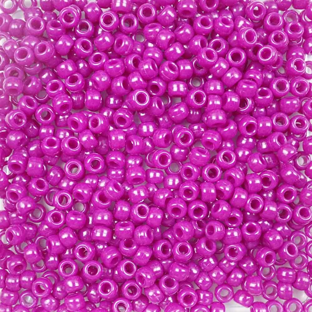 Boysenberry Plastic Pony Beads 6 x 9mm, 150 beads