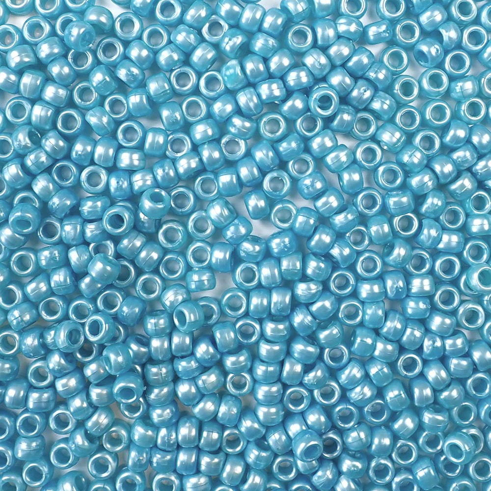 sky blue pearl 6 x 9mm plastic pony beads in bulk