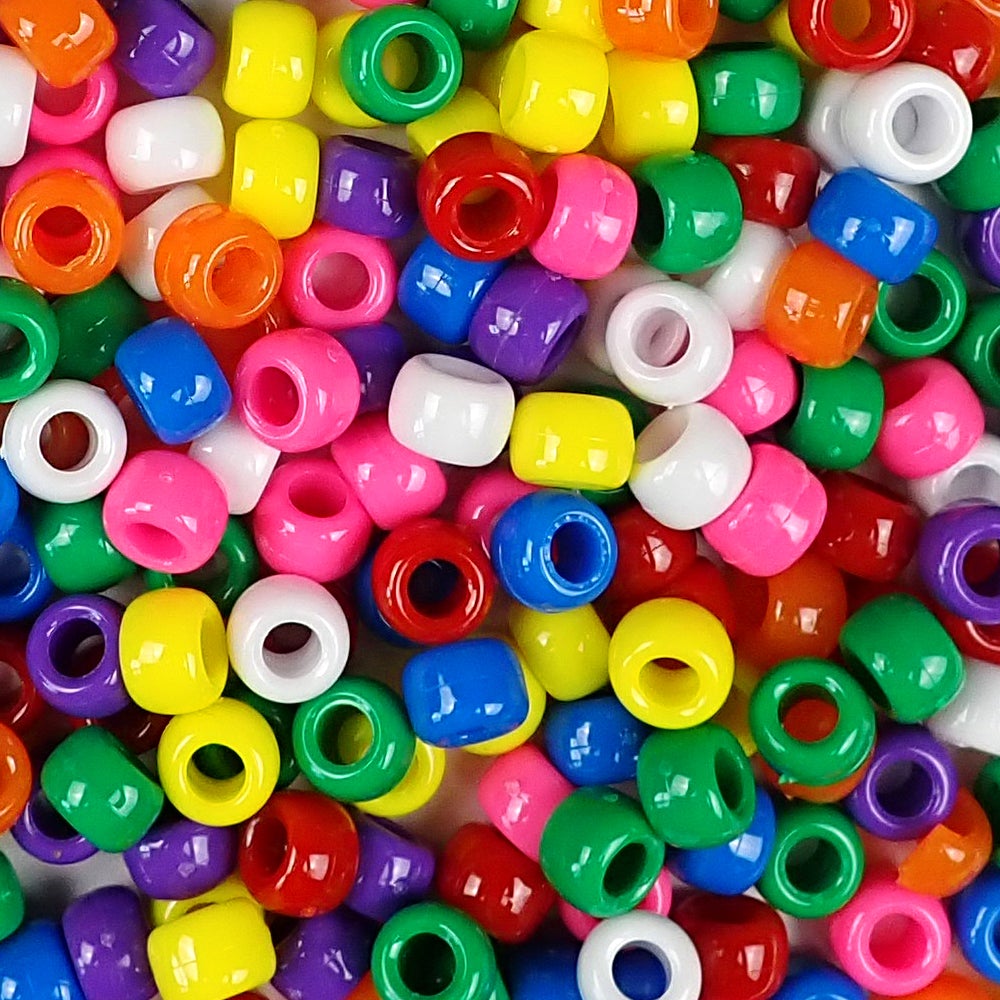 rainbow sprinkles colors of 6 x 9mm plastic pony beads
