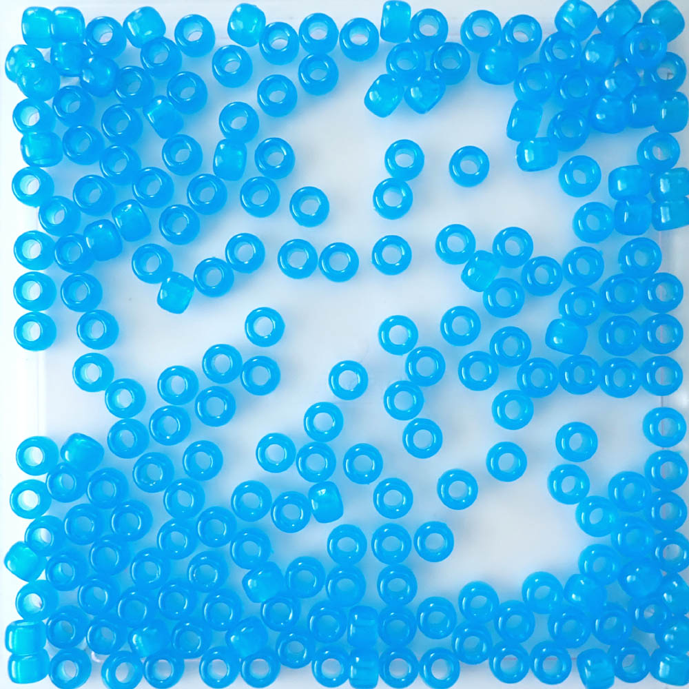 Cloudy Blue Translucent Plastic Pony Beads 6 x 9mm, 500 beads