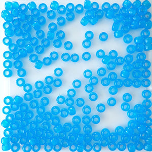 Cloudy Blue Translucent Plastic Pony Beads 6 x 9mm, 500 beads
