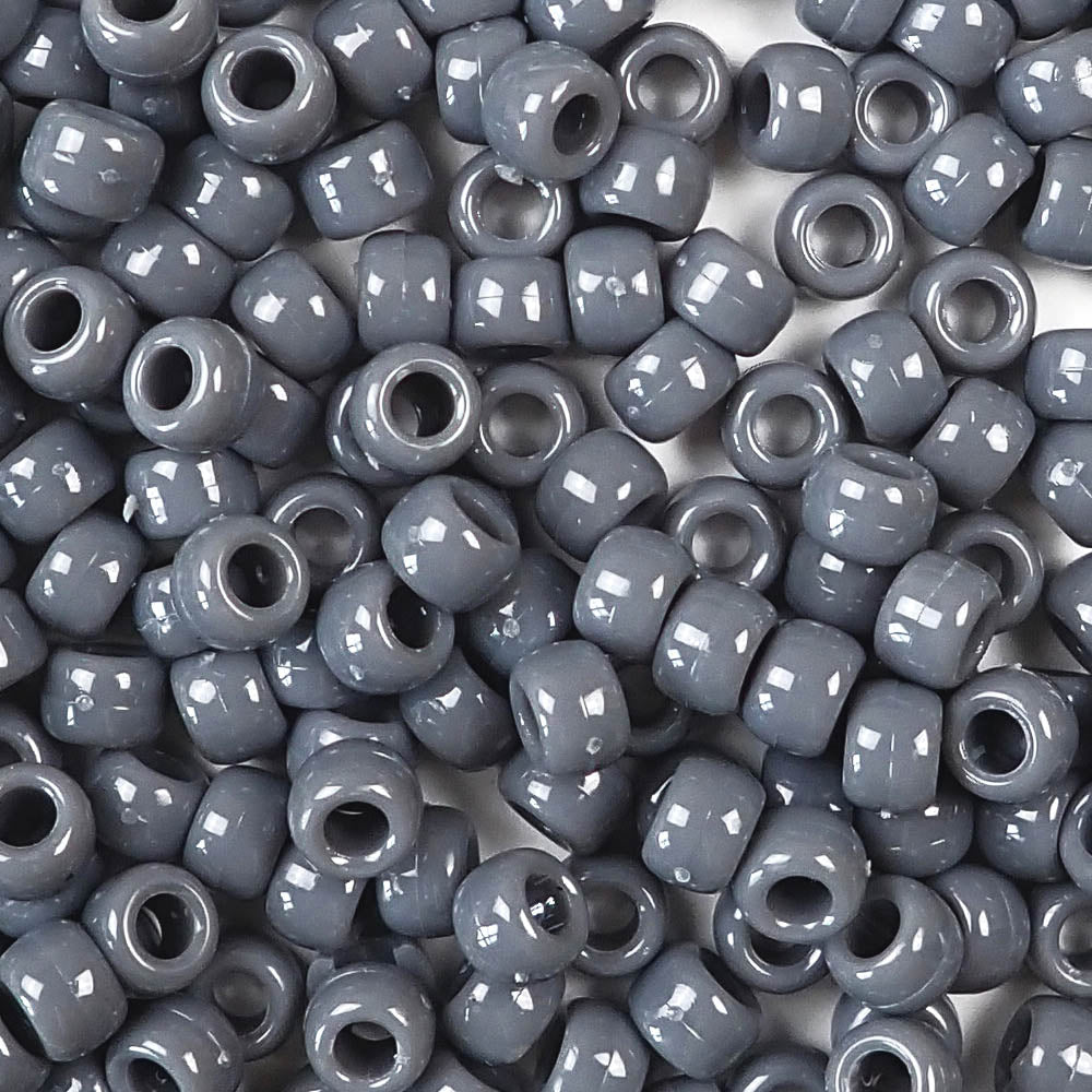 dark gray 6 x 9mm plastic pony beads in bulk