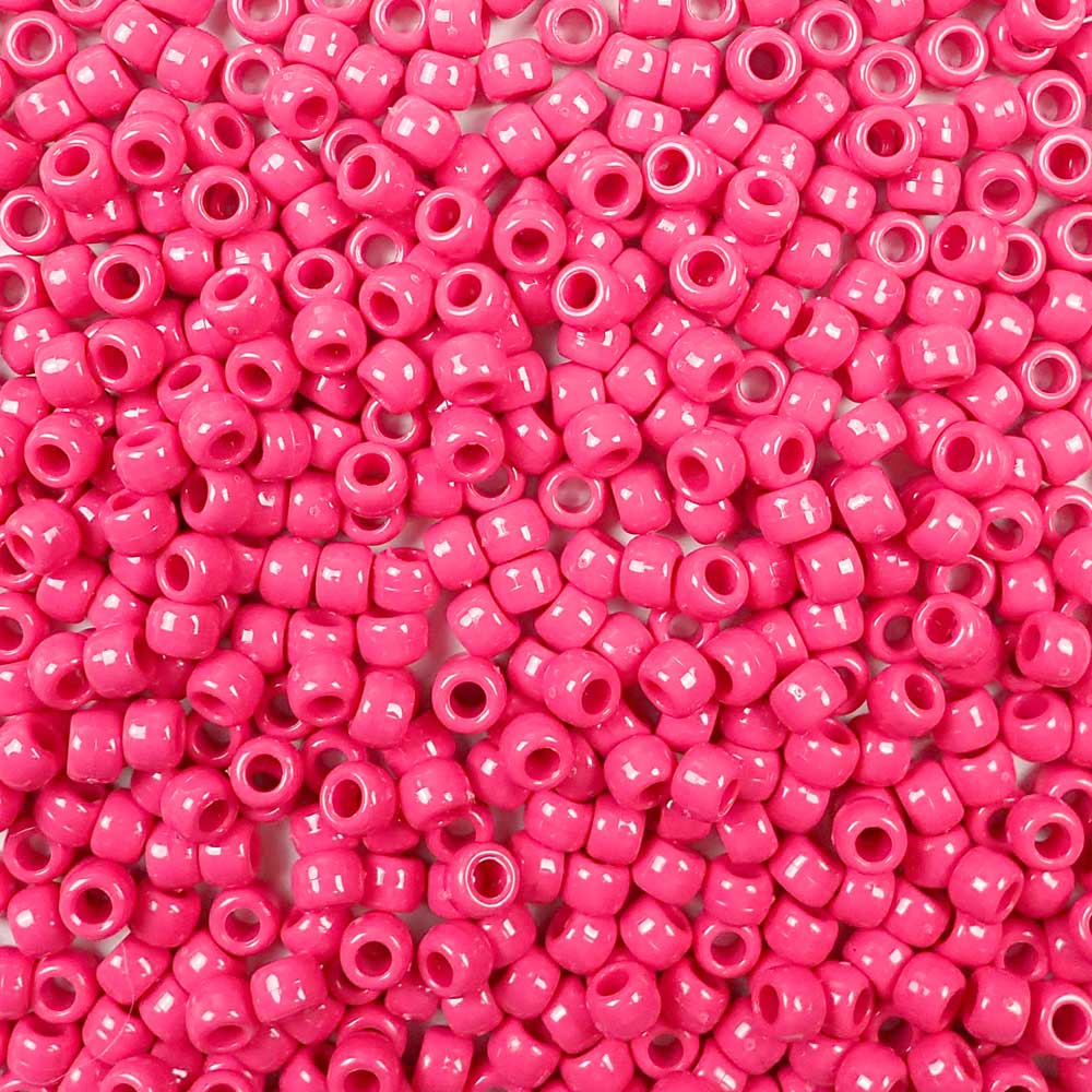 Pony Beads, 9x6mm, Opaque Hot Pink (650 Pieces)